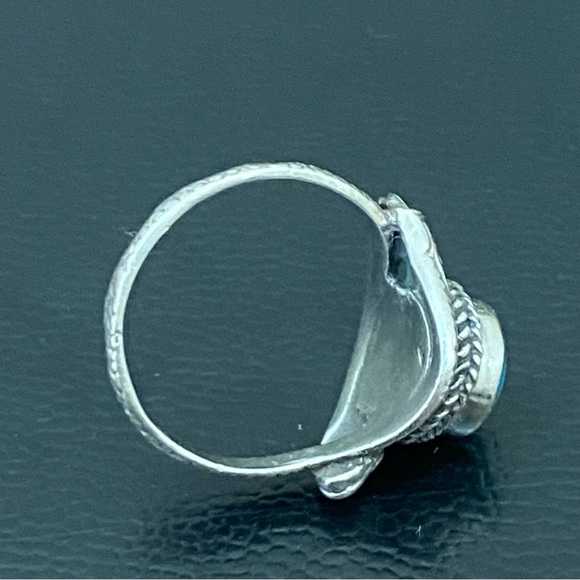 Vintage 925 Sterling Silver Turquoise Double Head Snake Southwestern Ring Size 9 - Picture 6 of 16